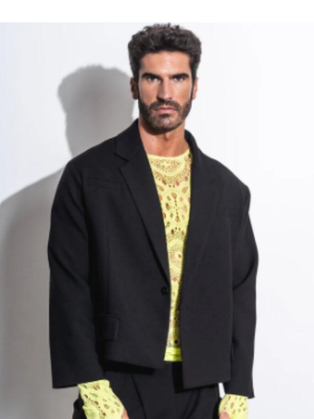 Orttu Mens Unisex Black Blazer One Size Cropped Jacket Avant Garde Minimalist